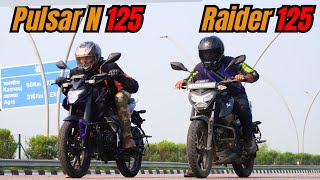 Pulsar N125 vs TVS Raider 125 Drag Race [upl. by Woolley]