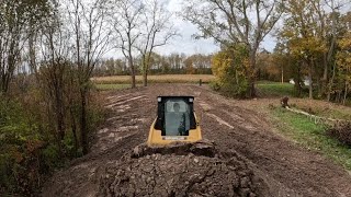 CAT Skid Steer Grading Fill Dirt For A New Driveway [upl. by Peggir]