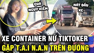 Xe container của nữ hot Tiktoker bị bắt gặp tai nạn trên đường quốc lộ chính chủ lên tiếng [upl. by Anileva]