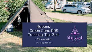 Roomtour TrekkingTipiZelt Robens Green Cone PRS  Zelt von außen [upl. by Harve]