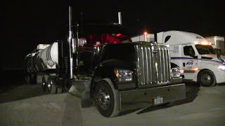 Black Kenworth W990 Parked At Truck Stop In Wyoming Ontario [upl. by Arnon]