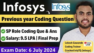 Infosys Specialist Programmer Previous Year Coding Question amp Solution  Final Preparation [upl. by Harms]