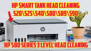 HP 580 Series 3 level head cleaning  hp smart tank 520\525\540\580\585\589\590 head cleaning yt [upl. by Eleira885]