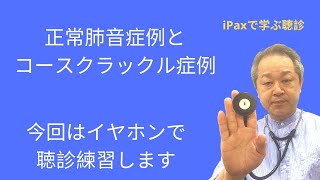 正常肺音症例とコースクラックル症例を聴診します。イヤホンでお聴きください。 [upl. by Ahsemit453]