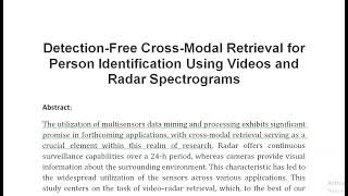 Detection Free Cross Modal Retrieval for Person Identification Using Videos and Radar Spectrograms [upl. by Phonsa]