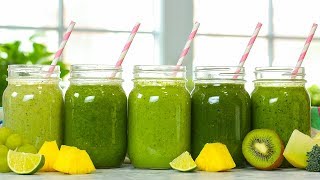 5 Healthy Green Smoothie Recipes [upl. by Dnaltroc305]