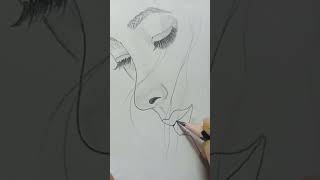 Easy pencil sketch for beginnersBeautiful girl drawing subscribe artist drawing shorts sketch [upl. by Larrisa167]