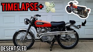 Desert Sled Timelapse Build and Cost  1972 Honda CB Budget Custom Scrambler barnfind scrambler [upl. by Bell120]