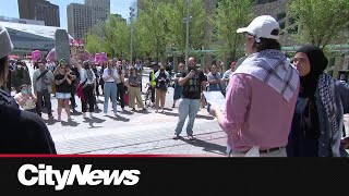 ProPalestinian protest against Edmonton police at City Hall [upl. by Mohammed]