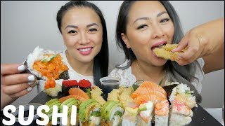 SUSHI Mukbang With SAS ASMR  NE Lets Eat [upl. by Merrily]