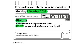 A level  Biology  Unit 1  October 2023  Pearson Edexcel [upl. by Lasorella107]