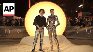 Zendaya Timothée Chalamet shine at Dune Part Two London premiere [upl. by Dammahum]