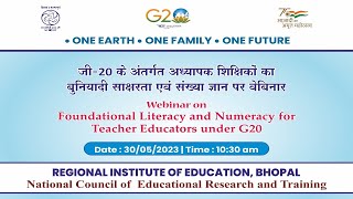 Webinar on Foundational Literacy and Numeracy for Teacher Education under G20 [upl. by Vivyan1]