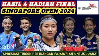 INDONESIA JUARA Hasil Final amp Jumlah Hadiah Badminton Singapore Open 2024 Hari Ini [upl. by Ytomit664]