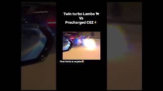 Corvette spitting flames vs Lambo 🔥 foryou automobile corvette race views fypシ゚ foryou [upl. by Eihcra]