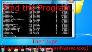 How to close programs in CMD Windows 7 Simple [upl. by Enelyw273]