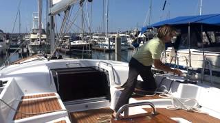 Operating the electric furling mainsail on the Jeanneau 57 [upl. by Reggis]