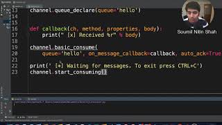 Implementing your Server and client in rabbitmq Pika Python  Part 3 [upl. by Tterab]