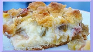 Rhabarberkuchen mit Hefeteig  Pudding und Streuseln Rezept [upl. by Llednar424]