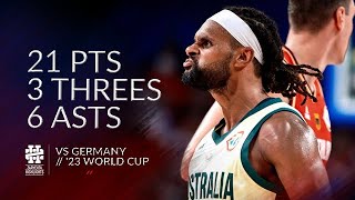 Patty Mills 21 pts 3 threes 6 asts vs Germany World Cup 2023 [upl. by Elli382]