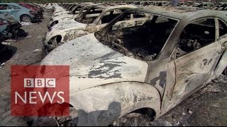 China explosions Inside Tianjin blast zone  BBC News [upl. by Oiramat]