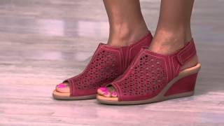 Earth Leather Wedge Sandals with CutOut Details  Cascade on QVC [upl. by Atsok207]