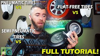 Pneumatic Air Filled Tires VS Flat Free Tires VS Semi Pneumatic Tires [upl. by Millford]