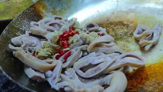 Pig Intestine Recipe  Cooing Yummy Pig Intestine Salad Recipe In River [upl. by Eugirne323]