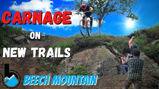 Beech Mountain Bike Park 2021 NEW Trails lead to a BIG CRASH [upl. by Annavas]