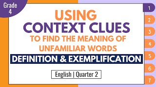 Context Clues Definition and Exemplification  English 4 Q2 Week 1 [upl. by Alletse]