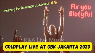 Fix You  Biutiful  Coldplay Music Of The Sphere Live at Stadiun GBK Jakarta 2023 [upl. by Ninahs]