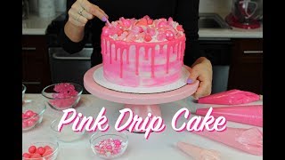 How To Make A Pink Drip Cake  CHELSWEETS [upl. by Kavanagh]