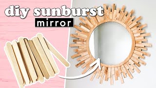 DIY WOOD SUNBURST MIRROR using popsicle sticks  Actually Alli [upl. by Fadil136]