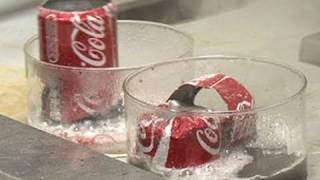 Coke Cans in Acid and Base  Periodic Table of Videos [upl. by Eicyak852]