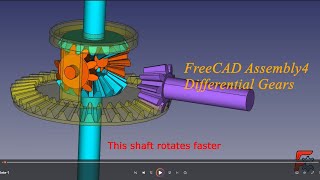 FreeCAD Assembly4 Animation Tutorial for beginners  Differential Gears  Bevel Gears [upl. by Dammahom]