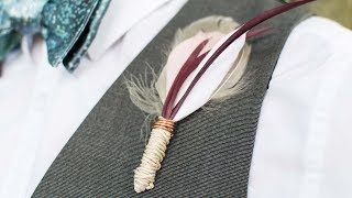 Easy DIY Boutonniere  Using Feathers [upl. by Eidnarb851]