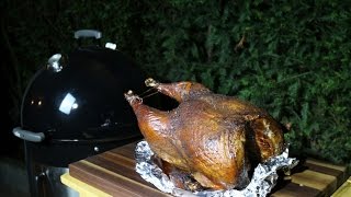 Ganzer Truthahn vom Weber Smokey Mountain Cooker  Whole smoked Turkey [upl. by Ettenil782]