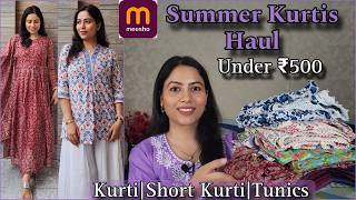 Meesho Kurti Haul Under ₹500  TunicsShort Kurtis  OfficeCollegeDailywear Summer Kurtis [upl. by Artinad565]