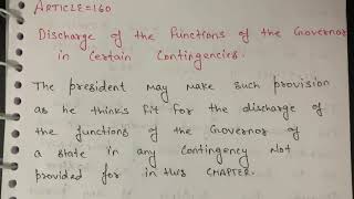 Article 160 constitution of india [upl. by Jacinda409]