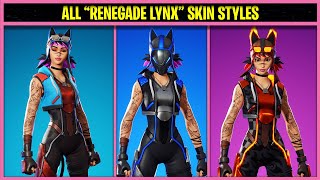 ALL RENEGADE LYNX SKIN STYLES IN FORTNITE OG PASS [upl. by Adnima]