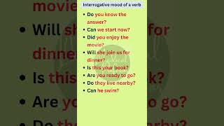 Interrogative mood of a verb  Basic English Grammar shorts [upl. by Loss]