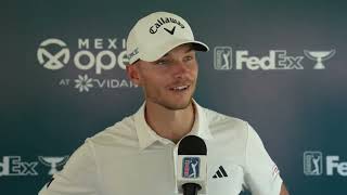 Nicolai Hojgaard Thursday Flash Interview 2024 Mexico Open at Vidanta [upl. by Mercado]