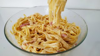 TAGLIATELLES avec des LARDONS et crème fraîche CARBONARA [upl. by Atin916]