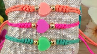 PULSERAS DE HILO REGALO AMISTAD  PAREJAS  FACILES DE HACER BRACELETS [upl. by Alleram]