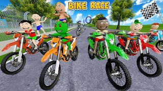 Bittu Sittu Ki Bike Race Competition  Gadi Wala Cartoon  Bike Race Cartoon  Cartoon Comedy [upl. by Andras]