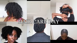 HAIR CARE DAY Process of taking down twist out  How I get straight lines while dividing my hair [upl. by Cecilia]