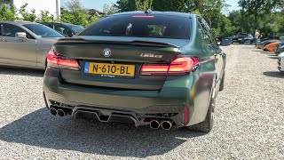 BMW M5 CS with Custom Exhaust  Accelerations Revs amp Burnouts [upl. by Weiner]