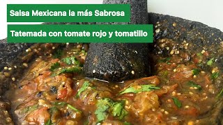 Salsa Molcajeteada para CARNE ASADA  Tatemada y muy rica [upl. by Keelin]