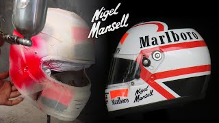 Making Nigel Mansell Helmet Replica  Ferrari Formula 1 [upl. by Aehsel]