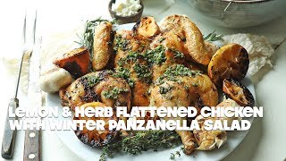 Lemon Herb Flattened Chicken with Root Vegetable Panzanella Salad [upl. by Mot253]